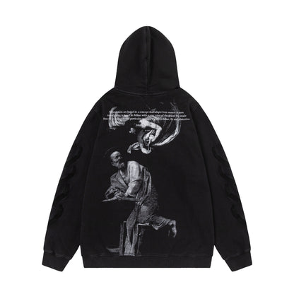 Off white 460g heavy washed hooded sweatshirt 8108