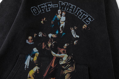 2025 Off white 460g heavy washed hooded sweatshirt 9076