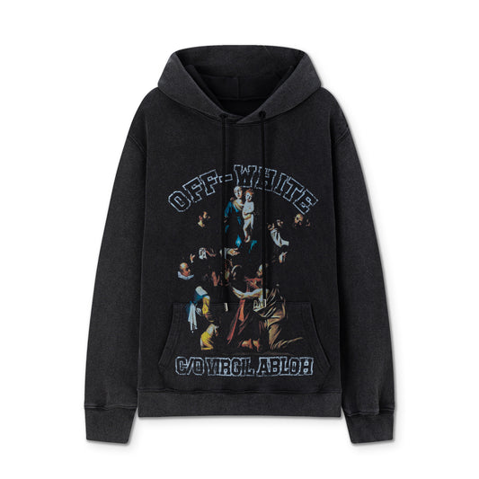2025 Off white 460g heavy washed hooded sweatshirt 9076