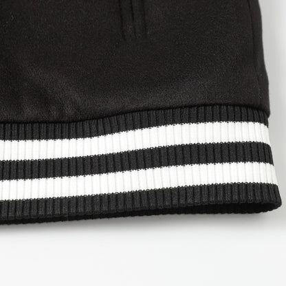 Chrome Hearts Cross Embroidered Leather Sleeve Varsity Jacket - Black Street Style 116