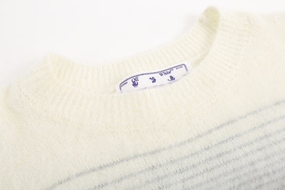OFF-WHITE Black and gray gradient OW mohair striped arrow sweater 387