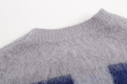 OFF WHITE Gradient gray-blue OW mohair striped arrow sweater 390