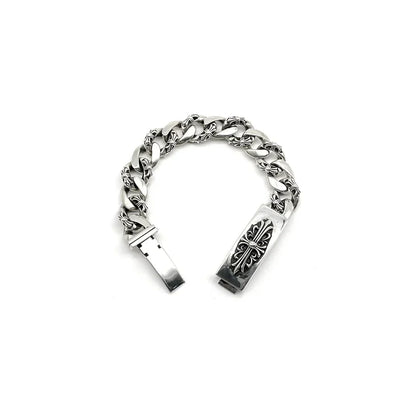 Chrome Hearts Silver Cross Link Cuban Bracelet